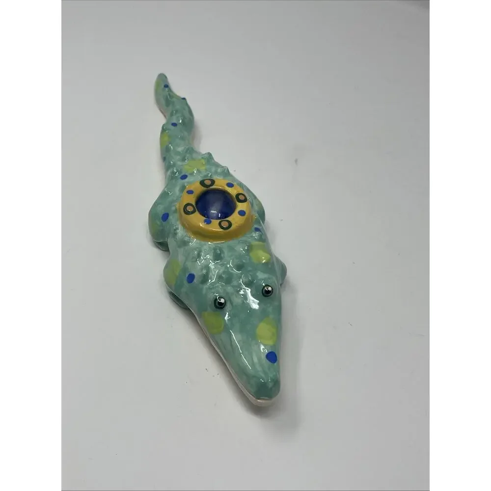 Art Pottery Crocodile Candle Incense Holder Whimsical Alligator Dana Simson